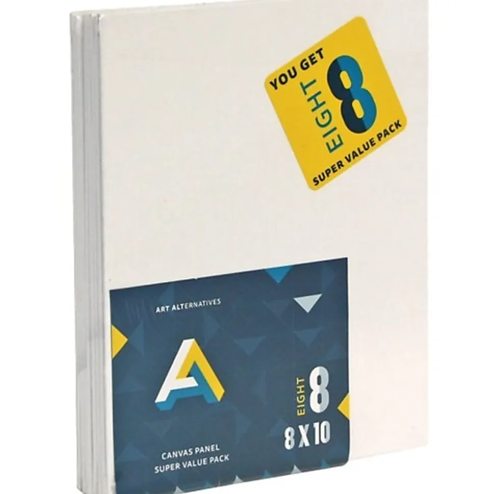 Art Alternatives Canvas Panels, 8"W x 10"H, White, Pack Of 8