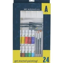 Art Alternatives Get Started Art Set, Acrylic Paint, Set Of 24 Pieces