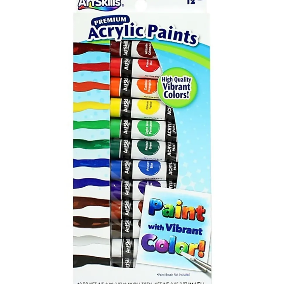 ArtSkills® Acrylic Paints, 0.32 Oz, Assorted Colors, Pack of 12