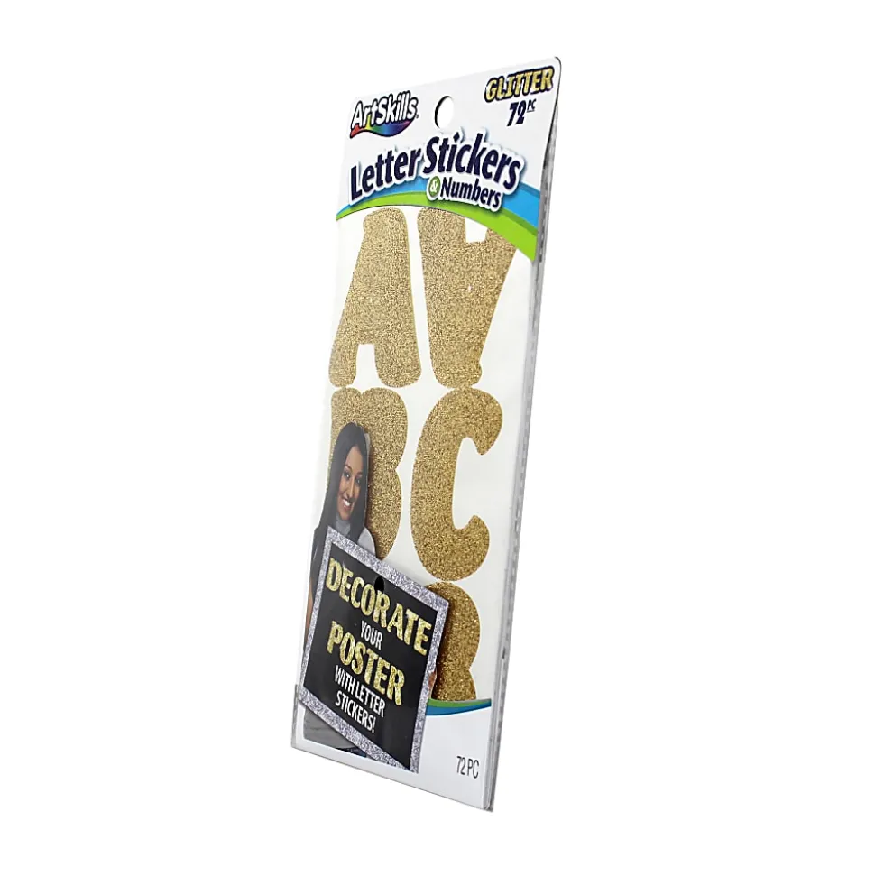 Artskills® Alpha Stickers, 2", Gold Glitter, Pack Of 72