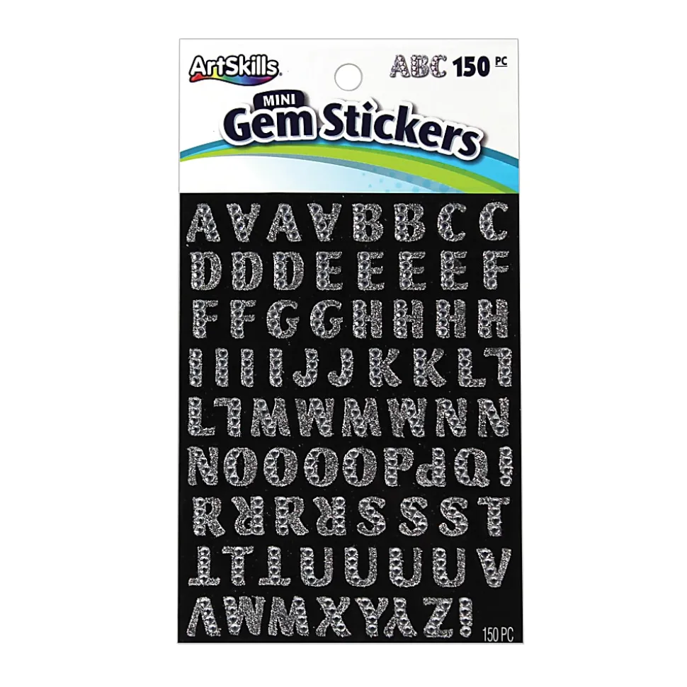 Artskills® Gem Alphabet Stickers, Small, 1/2", Custom, Silver, Pack Of 150