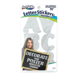 Artskills® Glitter Letter Stickers, 2 1/4", Custom, Silver, Pack Of 72
