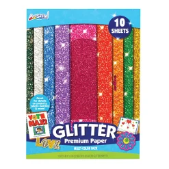 Artskills® Glitter Premium Paper, 9" x 12", Assorted, Pack Of 10