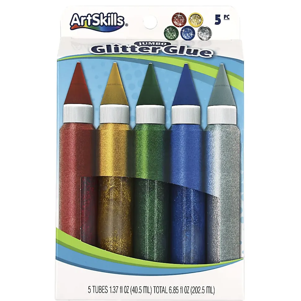 ArtSkills® Jumbo Glitter Glue, Assorted Classic Colors, Pack of 5