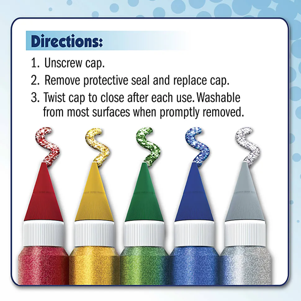 ArtSkills® Jumbo Glitter Glue, Assorted Classic Colors, Pack of 5