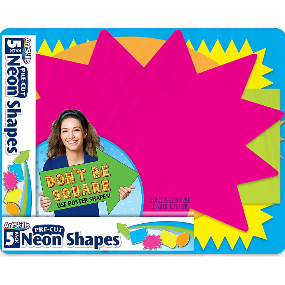 ArtSkills® Poster Board Pre-Cut Shapes, 22" x 28", Pack Of 5