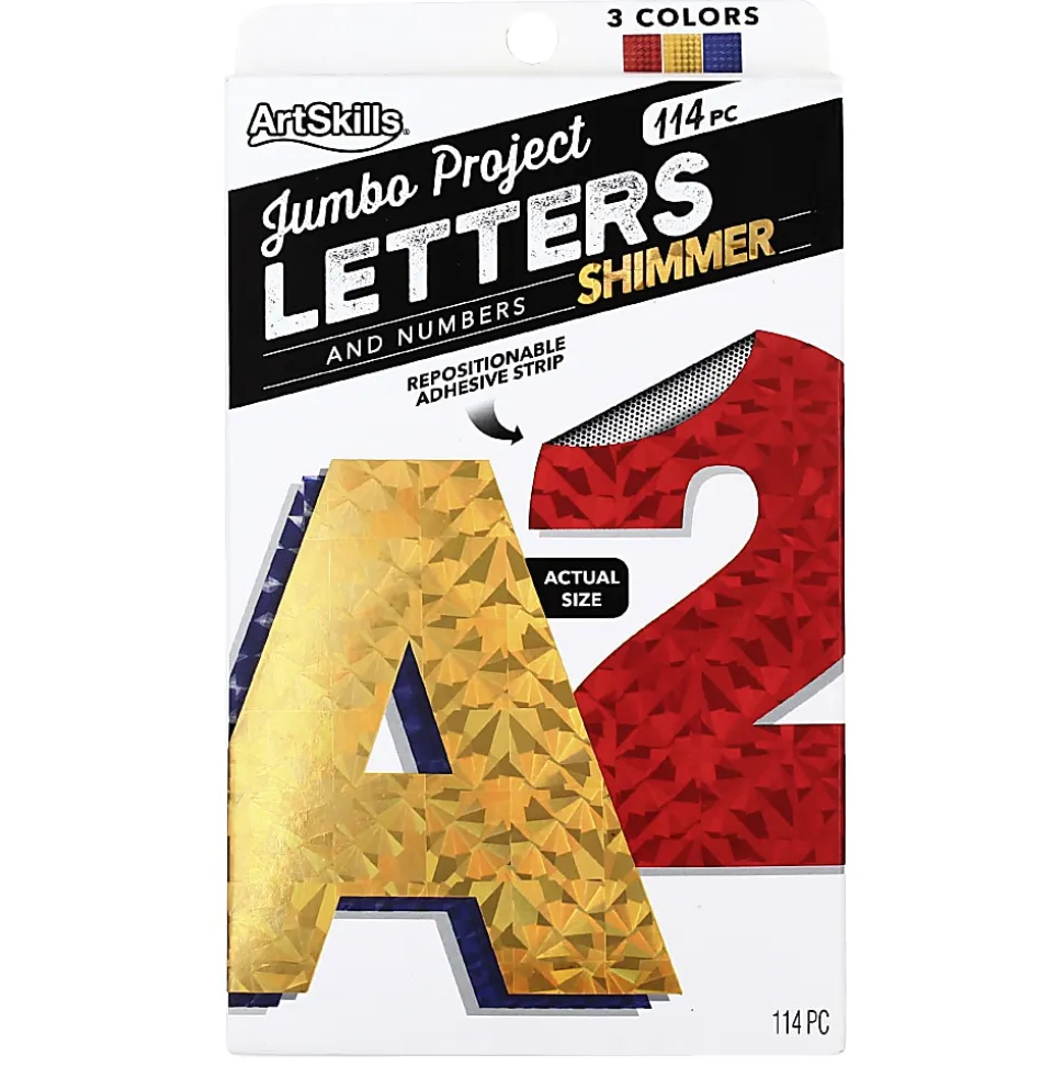 ArtSkills® Quick Letters, 4", Assorted Holographic Colors, Pack Of 108