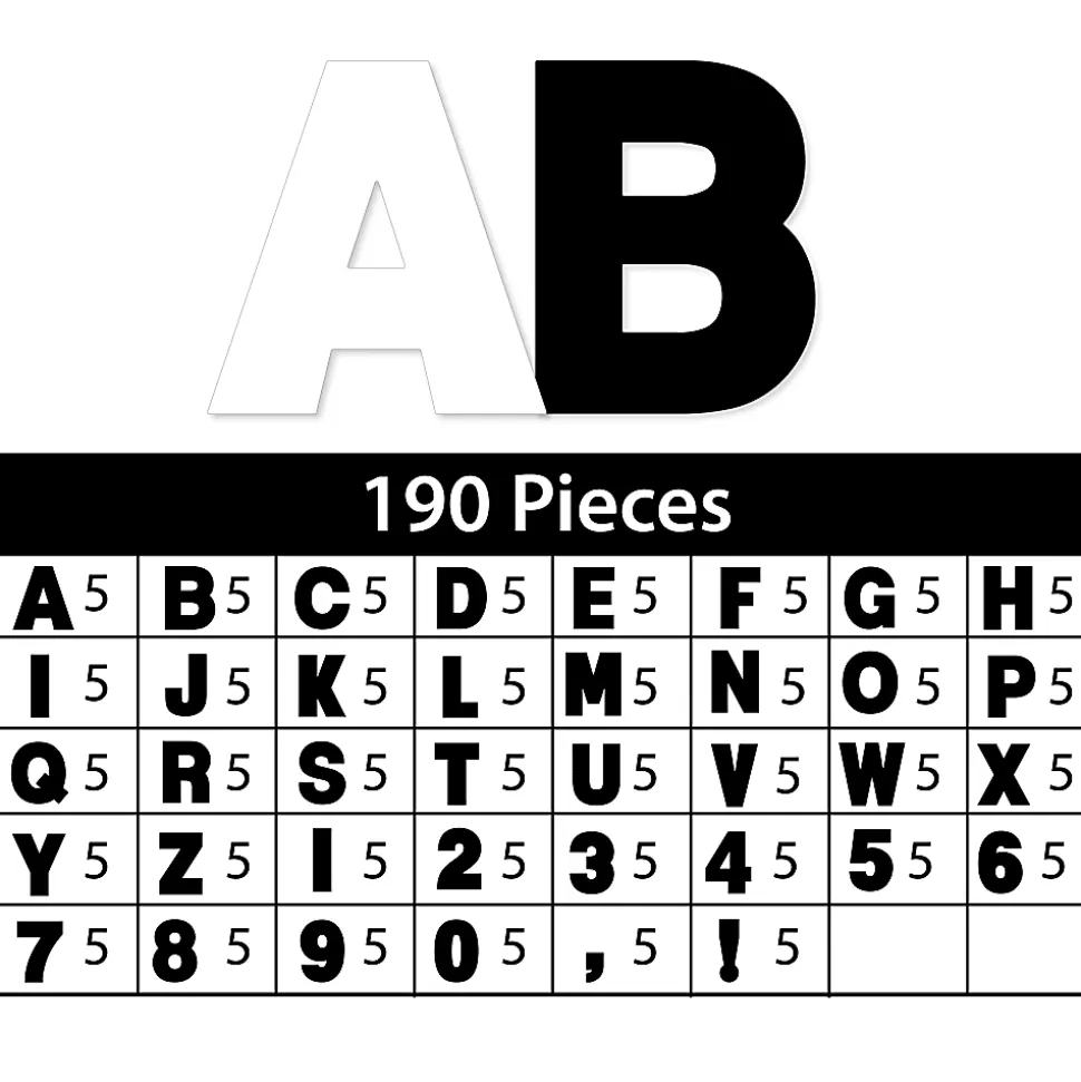 ArtSkills® Quick Letters, 4", Black/White, Pack Of 180