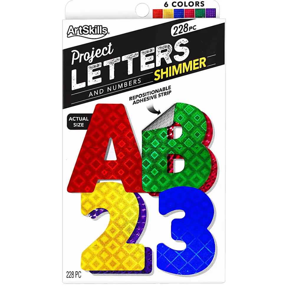ArtSkills® 100% Recycled Quick Letters, 2", Assorted Holographic Colors, Pack Of 216