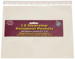 Ashley Productions Document Pockets, 9 1/2" x 12", Clear, 12 Pockets Per Pack, Set Of 3 Packs