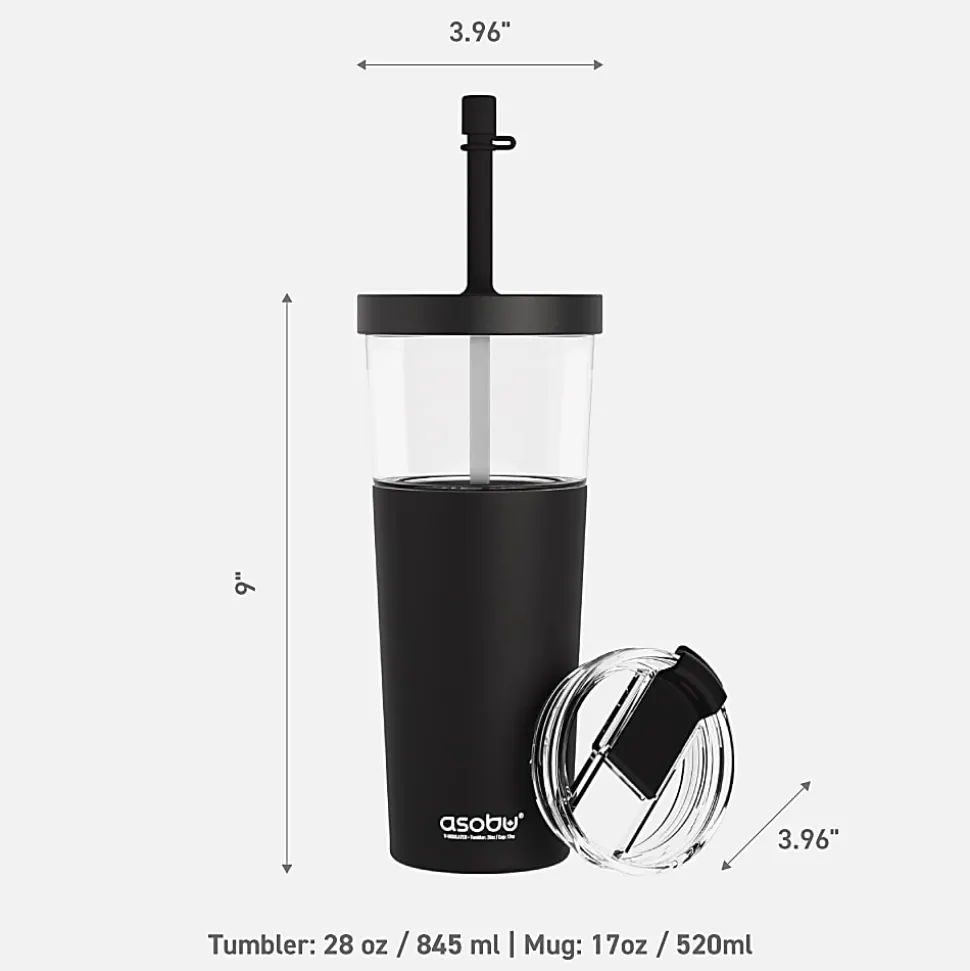 Asobu Marina 2-in-1 Tumbler, 28 Oz, Black