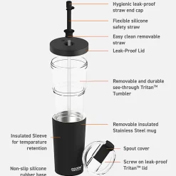 Asobu Marina 2-in-1 Tumbler, 28 Oz, Black