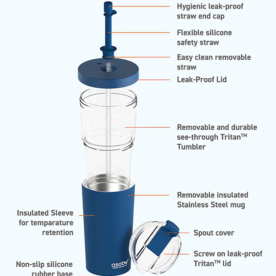 Asobu Marina 2-in-1 Tumbler, 28 Oz, Blue