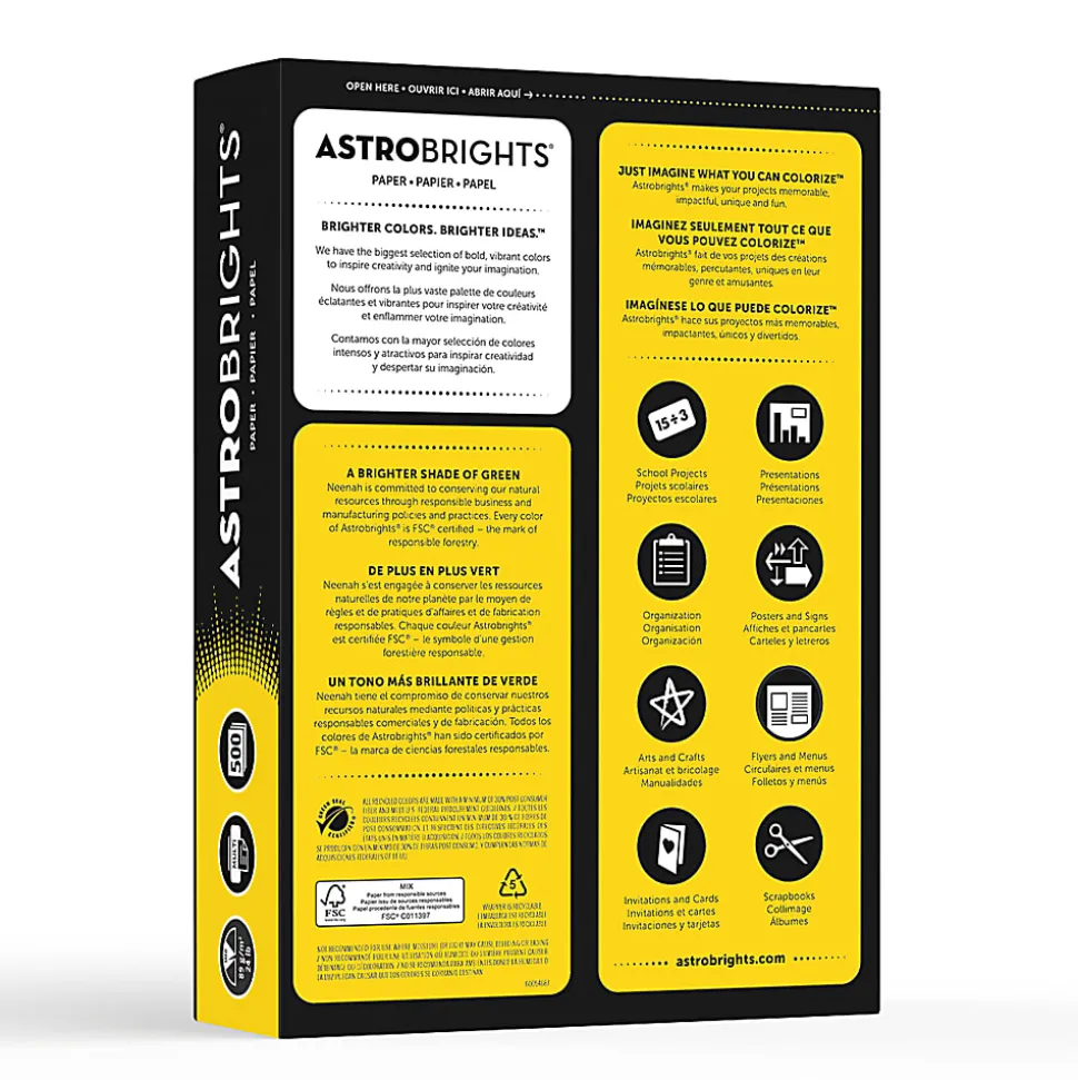 Astrobrights® Color Multi-Use Printer & Copy Paper, 1 Ream, Blast-Off Blue, Letter (8.5" x 11"), 500 Sheets Per Ream, 24 Lb, 94 Brightness