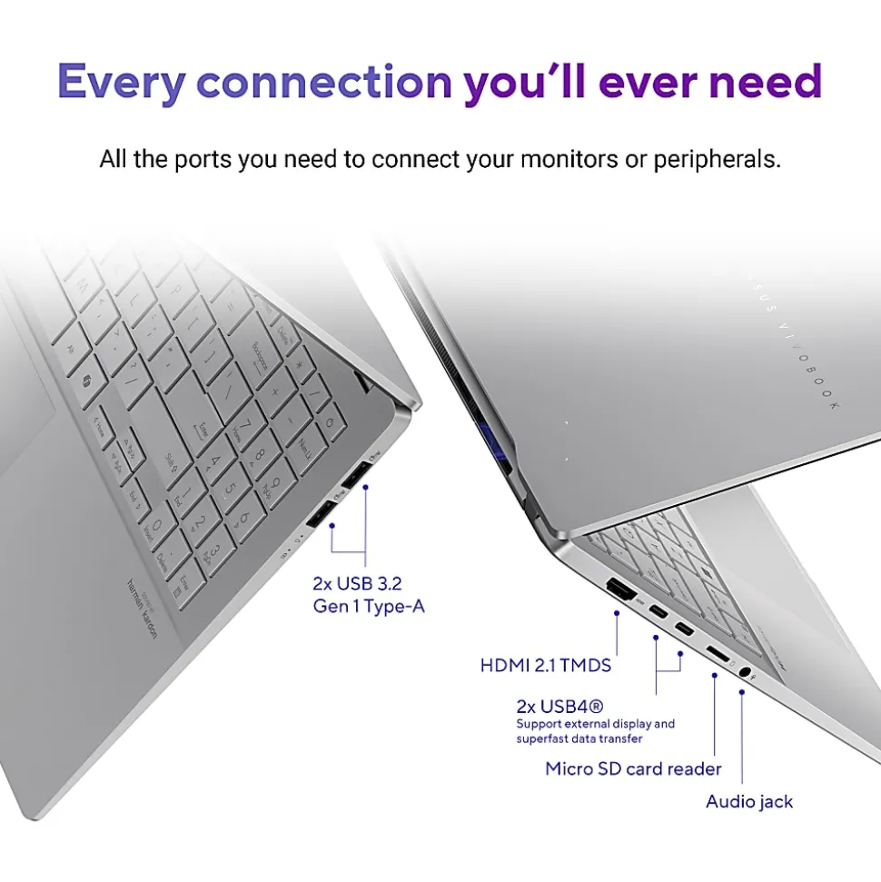 ASUS Vivobook S 15 Copilot+ PC Laptop, 15.6" Screen, Qualcomm Snapdragon X Elite X1E-78-100, 16GB Memory, 1TB SSD, Wi-Fi 7 - S5507QADPS96