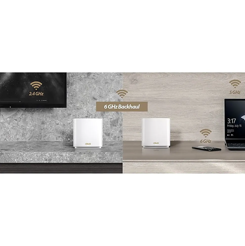 Asus ZenWiFi ET8 ET8 (W-2-PK) Wi-Fi 6 IEEE 802.11ax Wireless Router - 2.40 GHz ISM Band - 5 GHz UNII Band - ET8W2PK