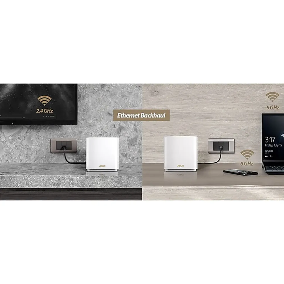 Asus ZenWiFi ET8 ET8 (W-2-PK) Wi-Fi 6 IEEE 802.11ax Wireless Router - 2.40 GHz ISM Band - 5 GHz UNII Band - ET8W2PK