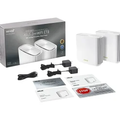 Asus ZenWiFi ET8 ET8 (W-2-PK) Wi-Fi 6 IEEE 802.11ax Wireless Router - 2.40 GHz ISM Band - 5 GHz UNII Band - ET8W2PK
