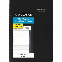 AT-A-GLANCEĀ® Academic 2026-2027 Daily Appointment Book Planner, Black, Small, 5" x 8"