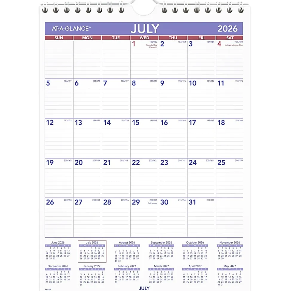 AT-A-GLANCE® Academic 2026-2027 Monthly Wall Calendar, Medium, 15" x 12"