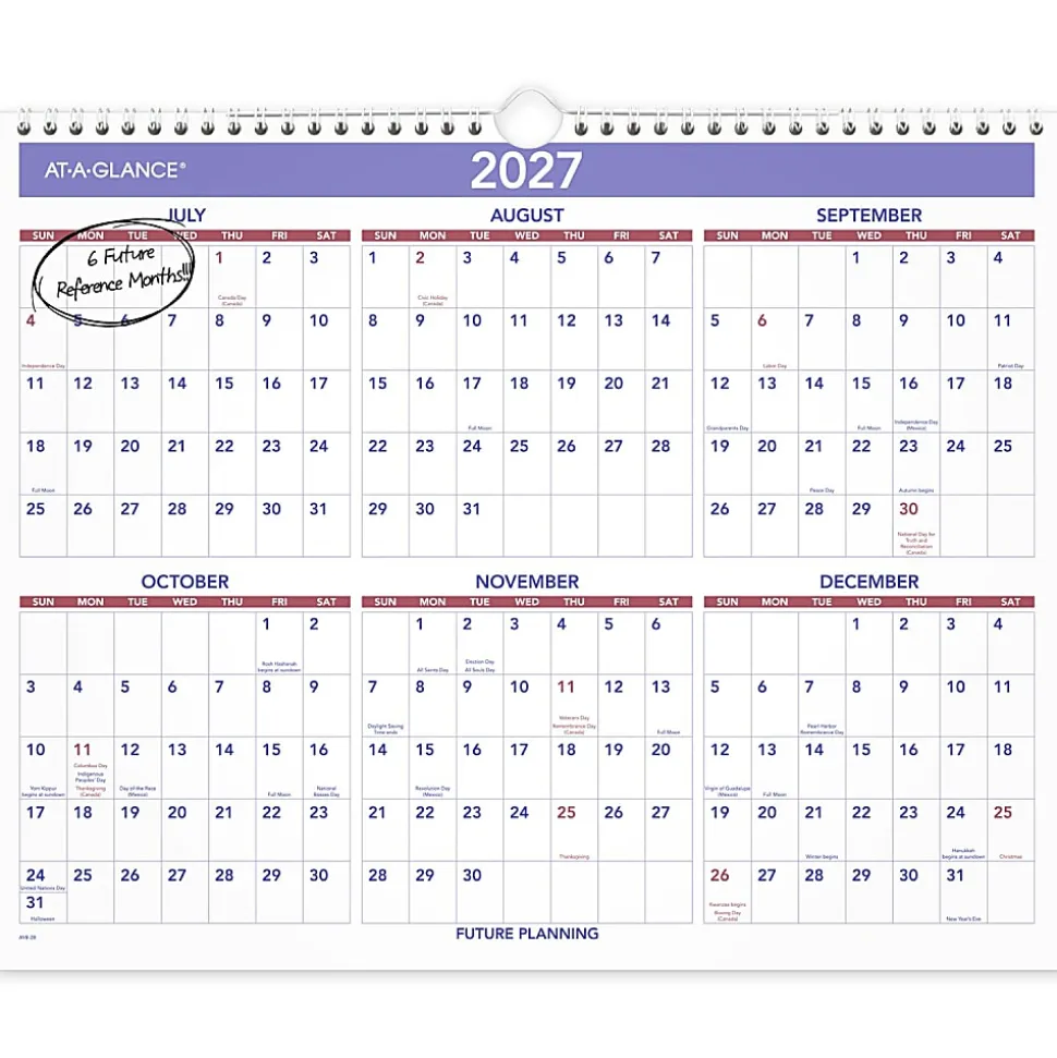 AT-A-GLANCE® Academic 2026-2027 Monthly Wall Calendar, Medium, 15" x 12"