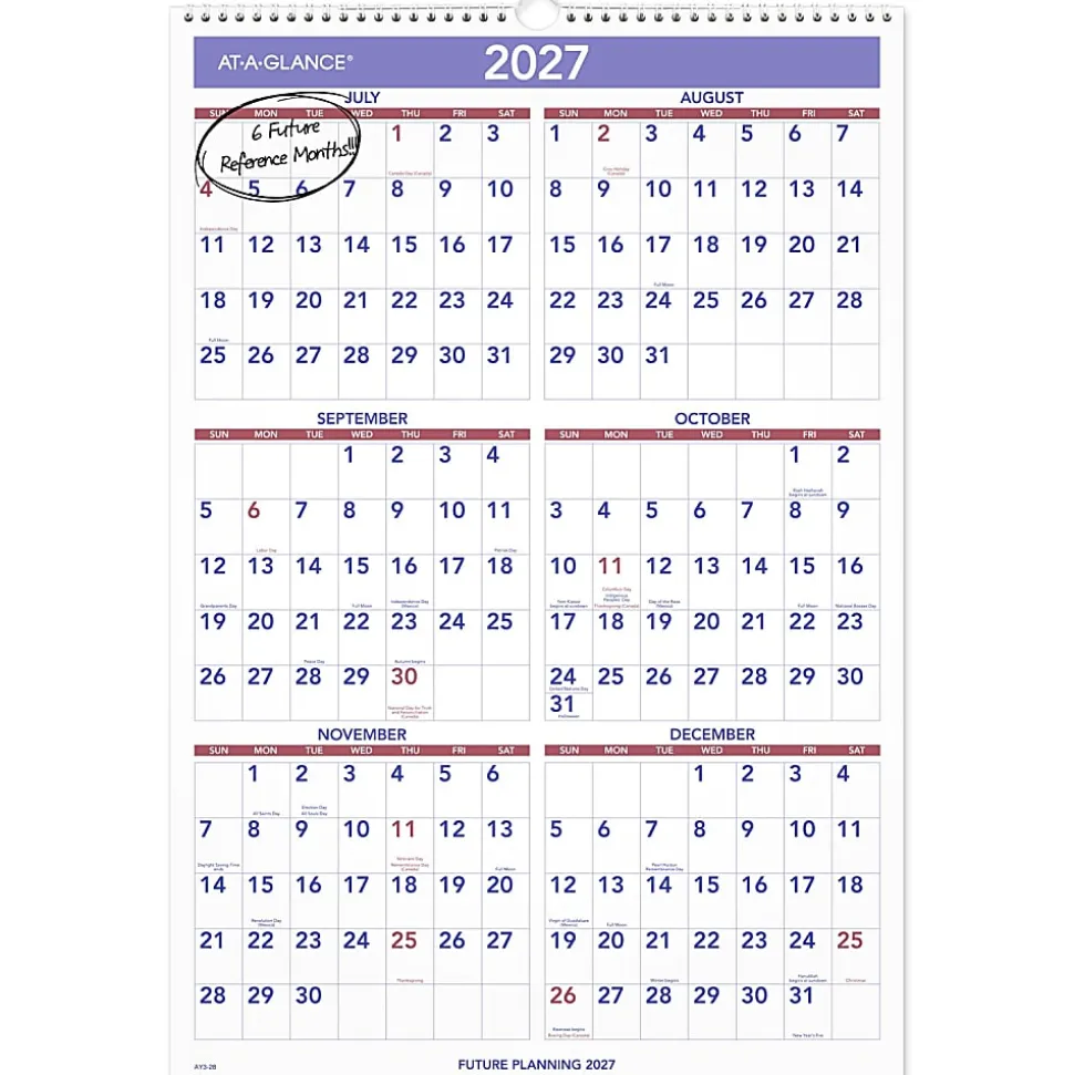 AT-A-GLANCE® Academic 2026-2027 Monthly Wall Calendar, Large, 15 1/2" x 22 3/4"