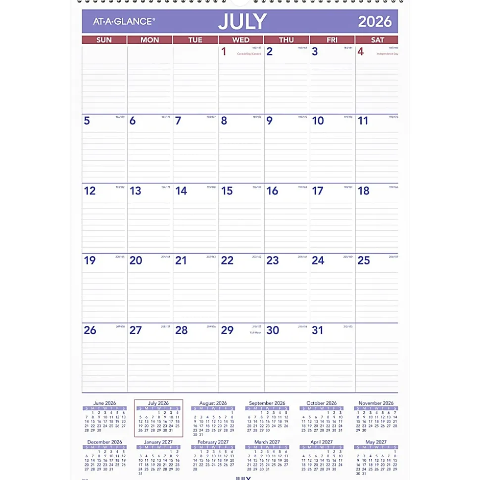 AT-A-GLANCE® Academic 2026-2027 Monthly Wall Calendar, Large, 15 1/2" x 22 3/4"