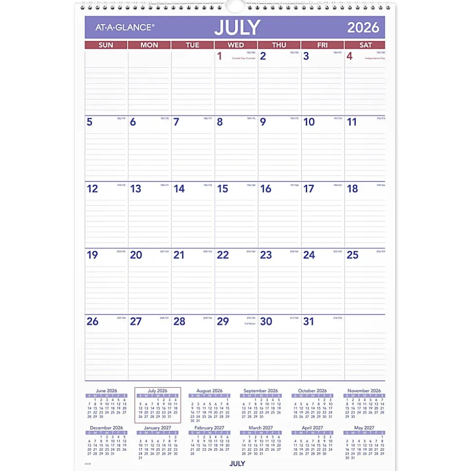 AT-A-GLANCE® Academic 2026-2027 Monthly Wall Calendar, Large, 15 1/2" x 22 3/4"