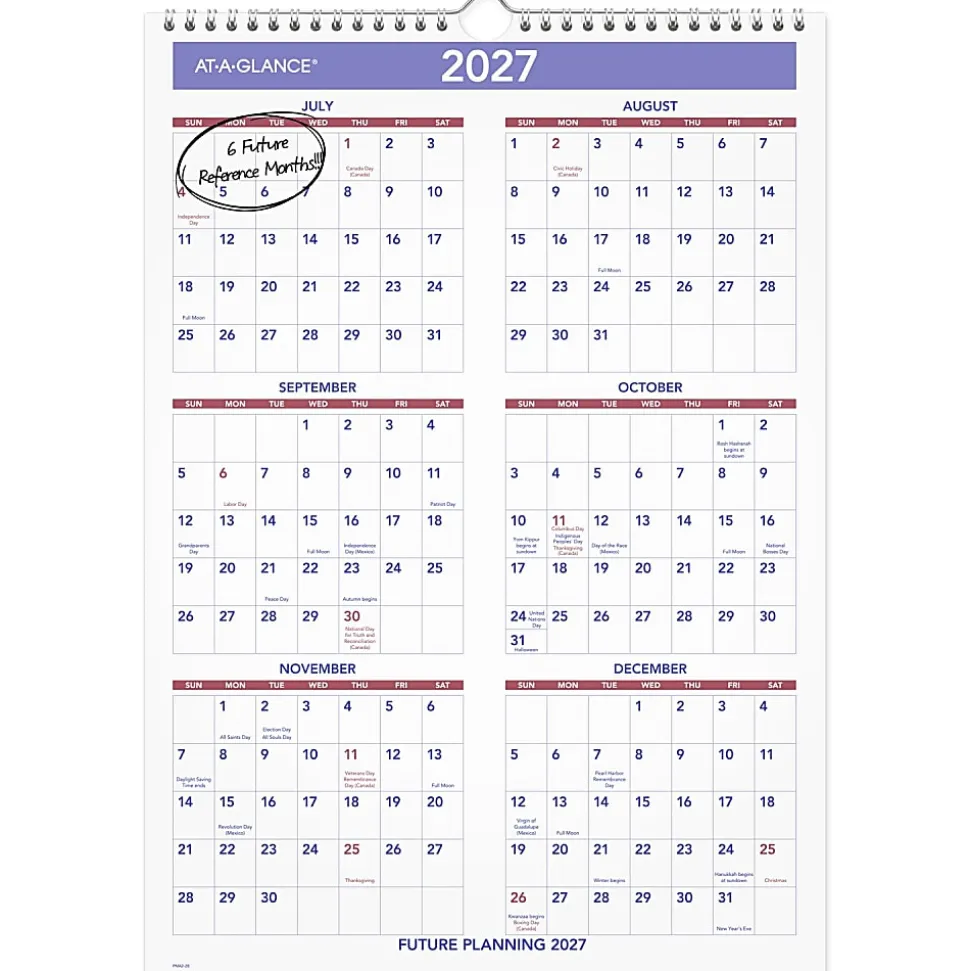 AT-A-GLANCE® Academic 2026-2027 Monthly Wall Calendar, Medium, 12" x 17"