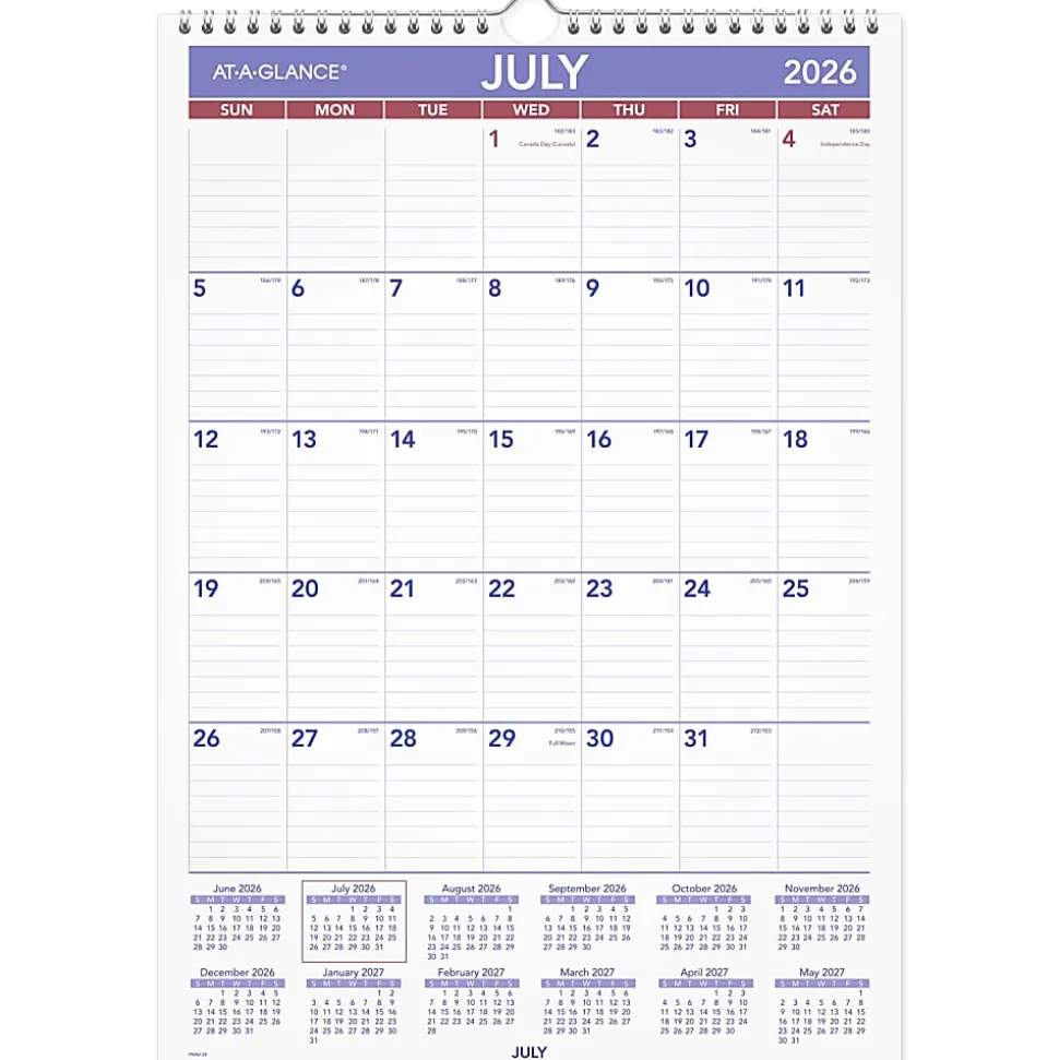 AT-A-GLANCE® Academic 2026-2027 Monthly Wall Calendar, Medium, 12" x 17"