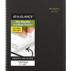 AT-A-GLANCEĀ® Academic 2026-2027 18-Month Monthly Planner, Black, Medium, 7" x 8 3/4"