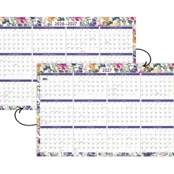 AT-A-GLANCE® BADGE Reversible Erasable Academic and Regular Year 2026-2027 Wall Calendar, Floral, Large, 24