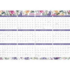 AT-A-GLANCE® BADGE Reversible Erasable Academic and Regular Year 2026-2027 Wall Calendar, Floral, Large, 24