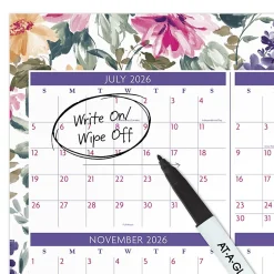 AT-A-GLANCE® BADGE Reversible Erasable Academic and Regular Year 2026-2027 Wall Calendar, Floral, Large, 24