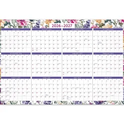 AT-A-GLANCE® BADGE Reversible Erasable Academic and Regular Year 2026-2027 Wall Calendar, Floral, Large, 24