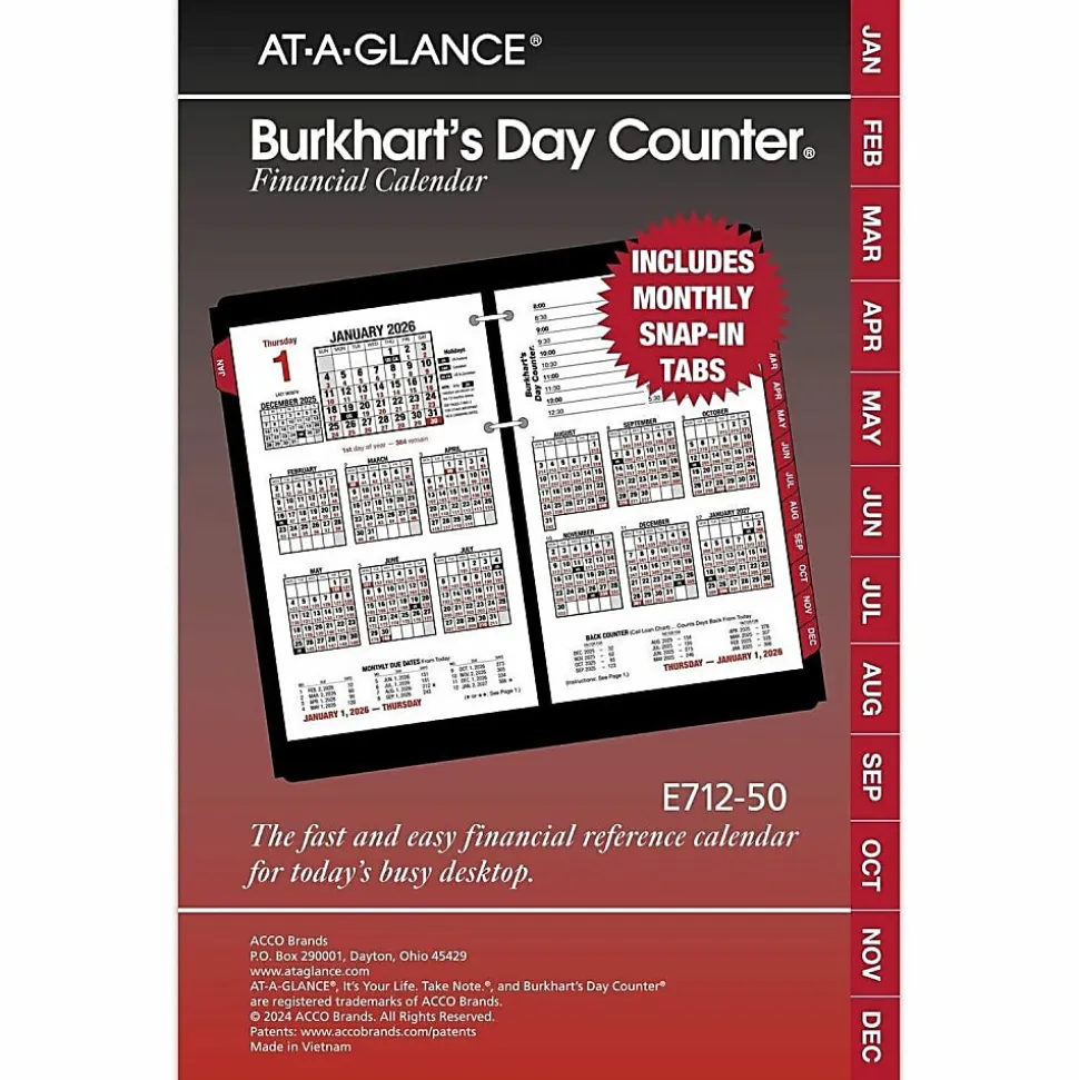 AT-A-GLANCE® Burkhart's Day Counter® 2026 Daily Loose-Leaf Desk Calendar Refill, Large, 4 1/2" x 7 1/2"