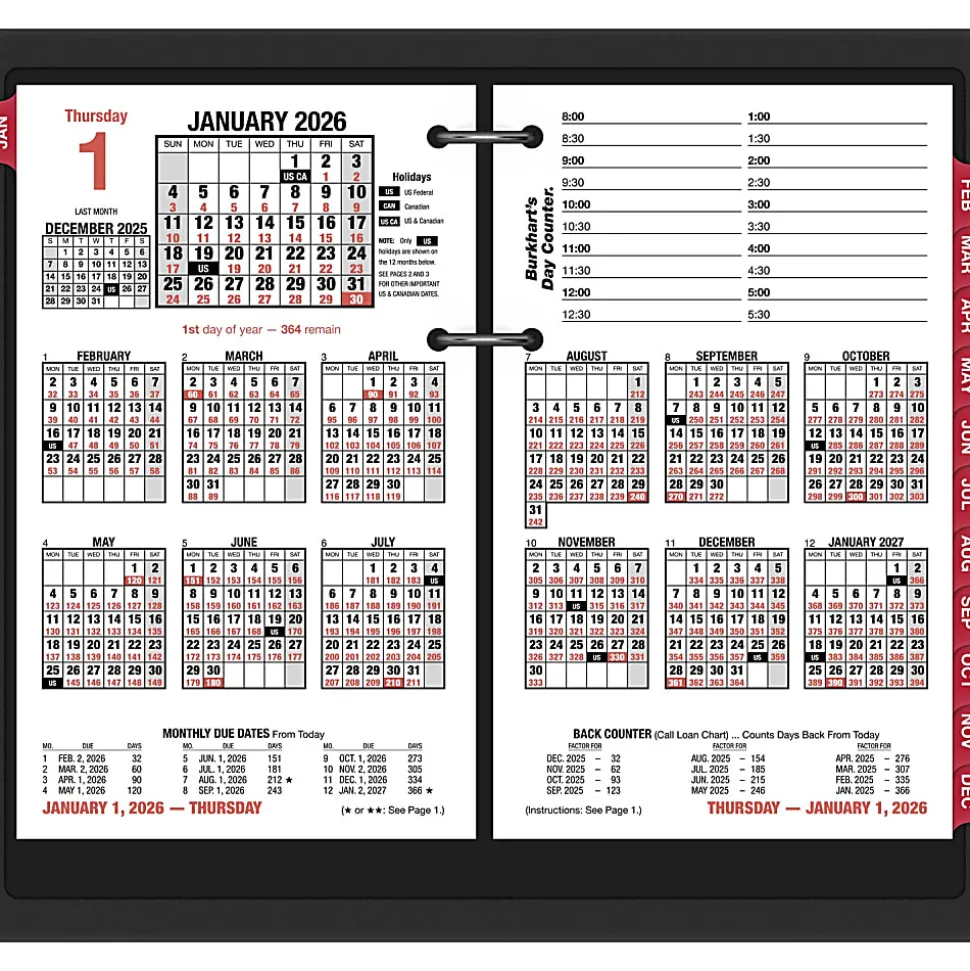 AT-A-GLANCE® Burkhart's Day Counter® 2026 Daily Loose-Leaf Desk Calendar Refill, Large, 4 1/2" x 7 1/2"