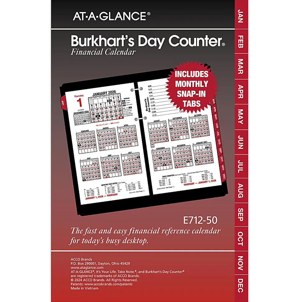 AT-A-GLANCE® Burkhart's Day Counter® 2026 Daily Loose-Leaf Desk Calendar Refill, Large, 4 1/2" x 7 1/2"