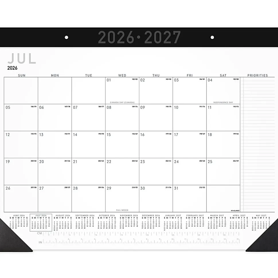 AT-A-GLANCE® Contemporary Academic 2026-2027 Monthly Desk Pad Calendar, Standard, 21 3/4" x 17"