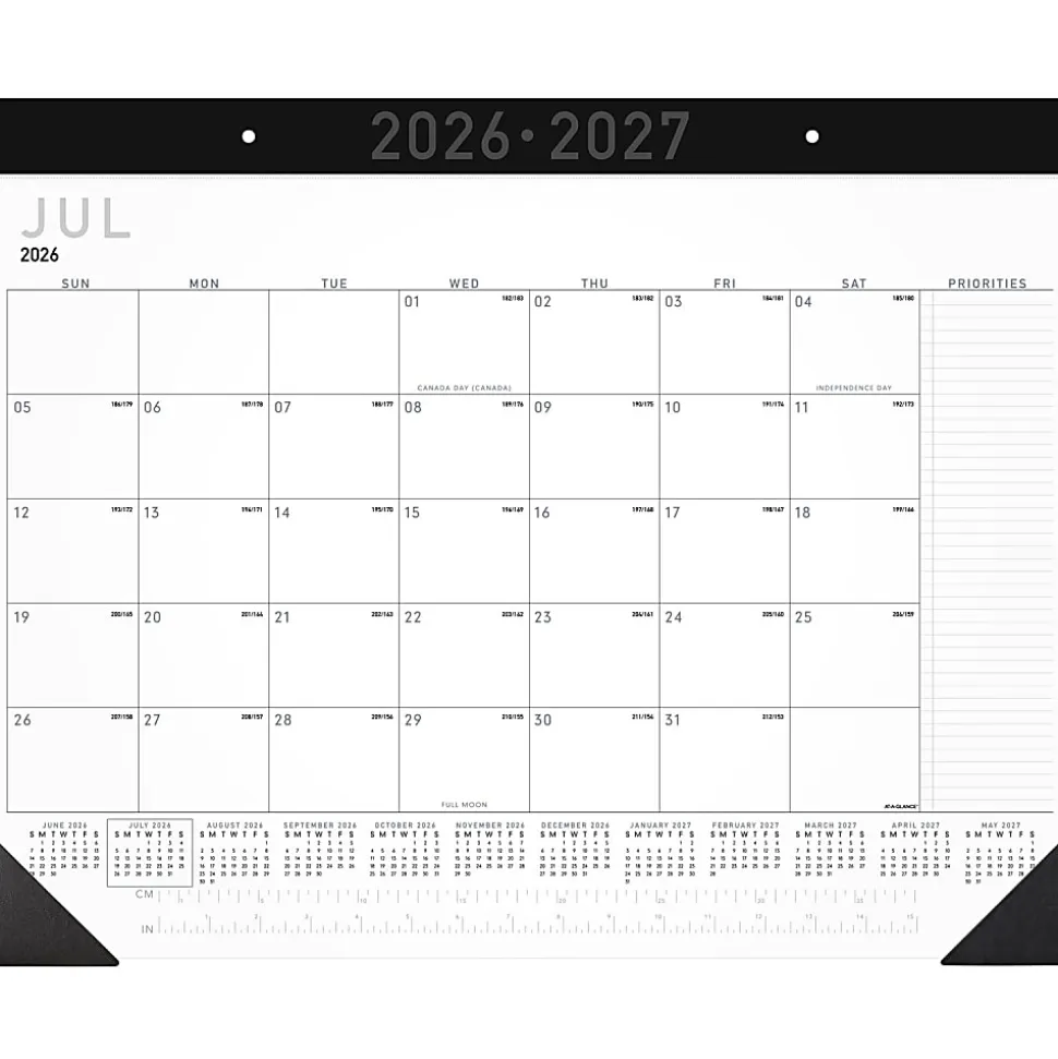 AT-A-GLANCE® Contemporary Academic 2026-2027 Monthly Desk Pad Calendar, Standard, 21 3/4" x 17"