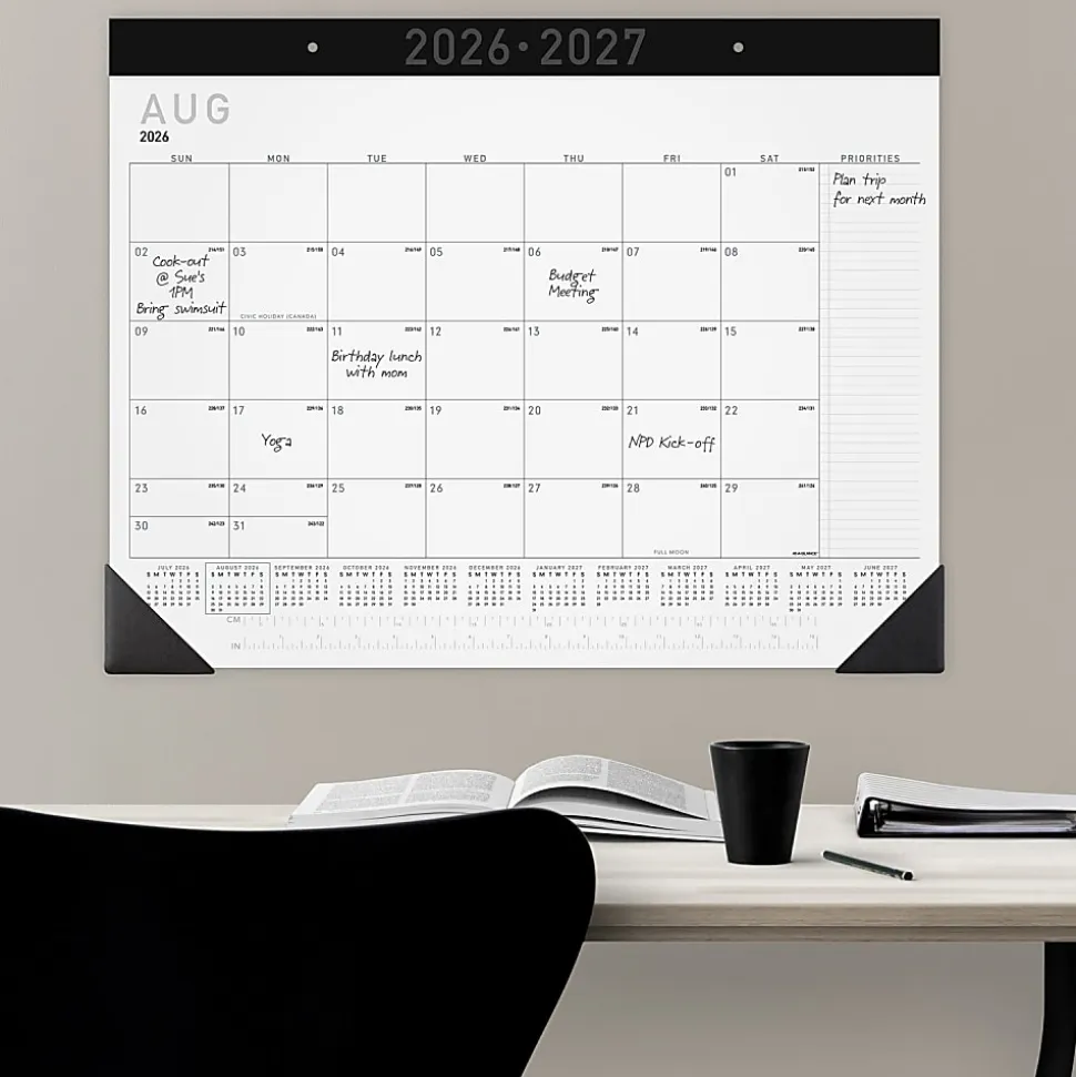 AT-A-GLANCE® Contemporary Academic 2026-2027 Monthly Desk Pad Calendar, Standard, 21 3/4" x 17"