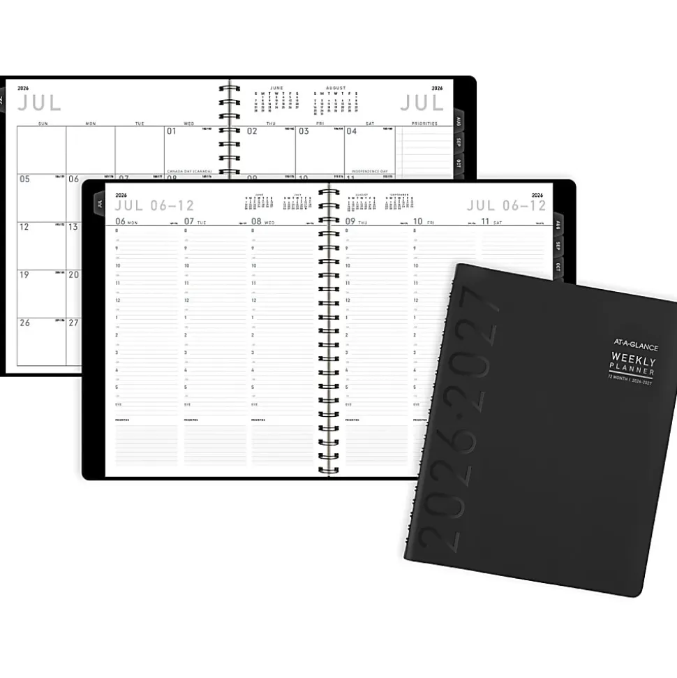 AT-A-GLANCE® Contemporary Academic 2026-2027 Weekly Monthly Planner, Black, Large, 8 1/4" x 11"