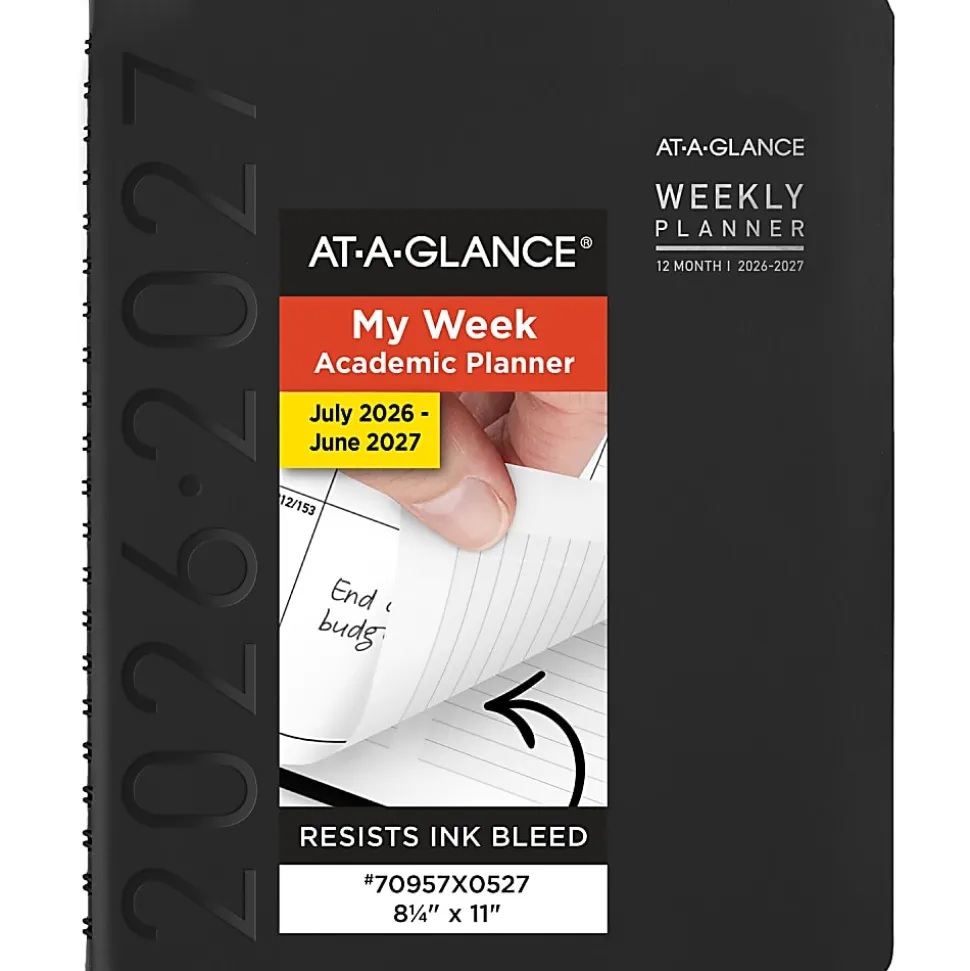 AT-A-GLANCE® Contemporary Academic 2026-2027 Weekly Monthly Planner, Black, Large, 8 1/4" x 11"