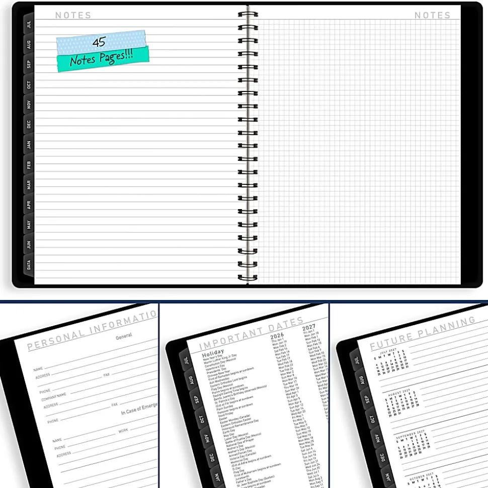 AT-A-GLANCE® Contemporary Academic 2026-2027 Weekly Monthly Planner, Black, Large, 8 1/4" x 11"