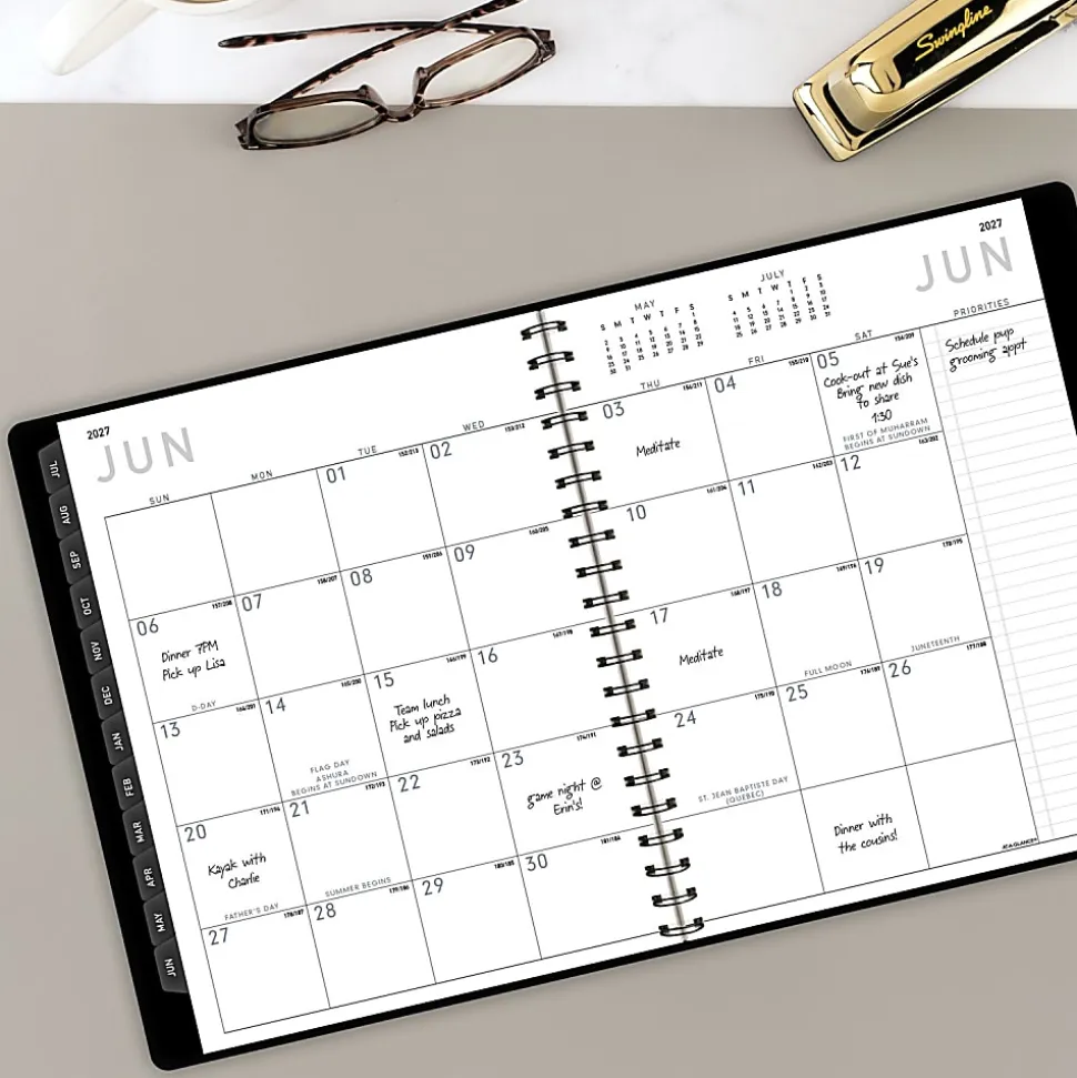 AT-A-GLANCE® Contemporary Academic 2026-2027 Weekly Monthly Planner, Black, Large, 8 1/4" x 11"