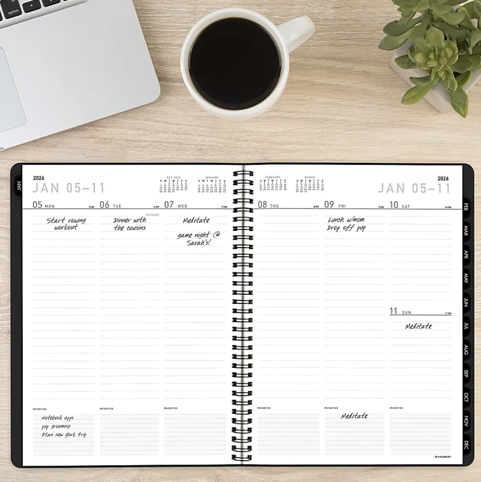AT-A-GLANCE® Contemporary Lite 2026 Weekly Monthly Planner, Black, Large, 8 1/4" x 11"