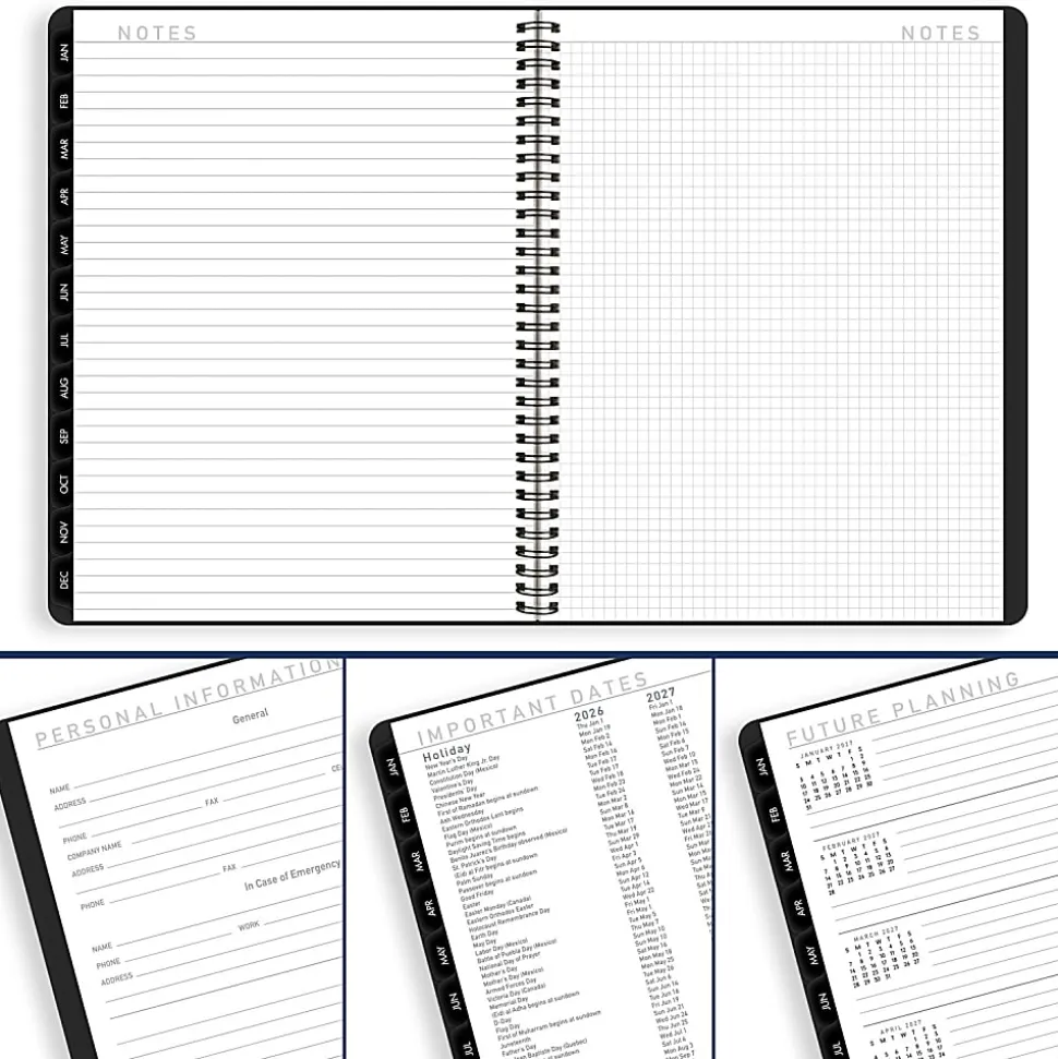 AT-A-GLANCE® Contemporary Lite 2026 Weekly Monthly Planner, Black, Large, 8 1/4" x 11"