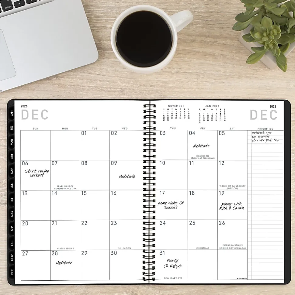 AT-A-GLANCE® Contemporary Lite 2026 Weekly Monthly Planner, Black, Large, 8 1/4" x 11"