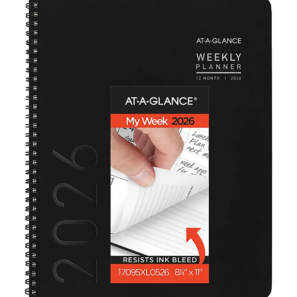 AT-A-GLANCE® Contemporary Lite 2026 Weekly Monthly Planner, Black, Large, 8 1/4" x 11"