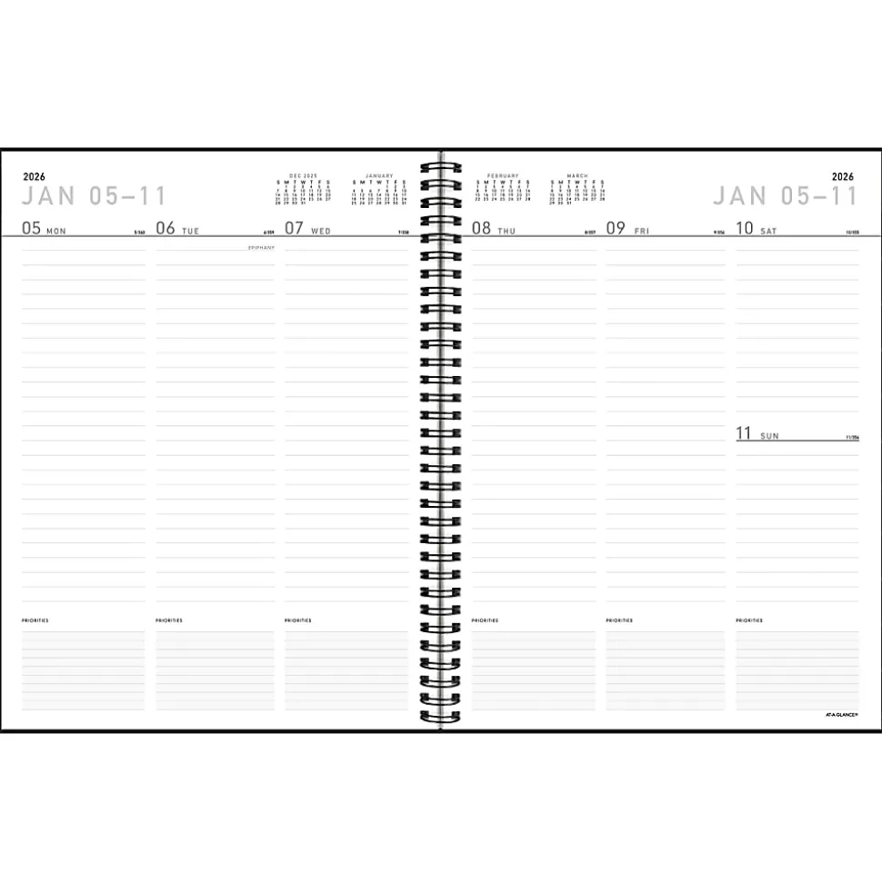 AT-A-GLANCE® Contemporary Lite 2026 Weekly Monthly Planner, Black, Large, 8 1/4" x 11"